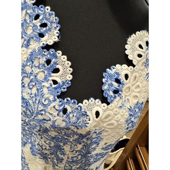 Eva Franco Anthropologie Scallop Star Dress Size 8 Fit & Flare Elegant SZ 10 - Picture 4 of 5